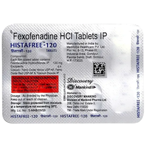 histafree 120mg tablet 10's